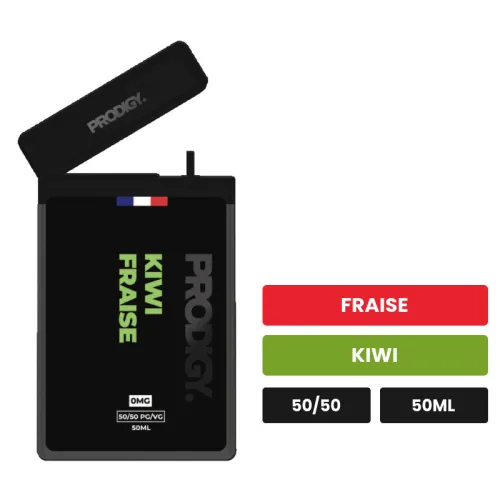 E-liquide Kiwi Fraise de Prodigy, 50 ml, saveurs fraise et kiwi.