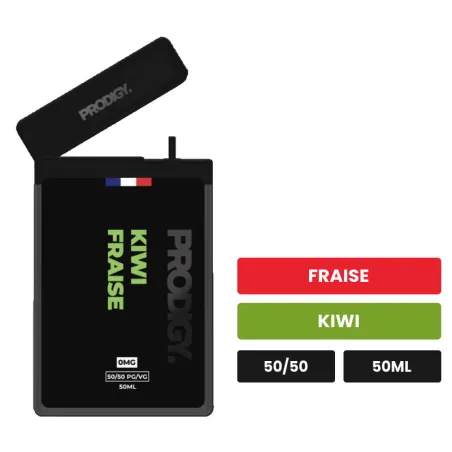 E-liquide Kiwi Fraise de Prodigy, 50 ml, saveurs fraise et kiwi.