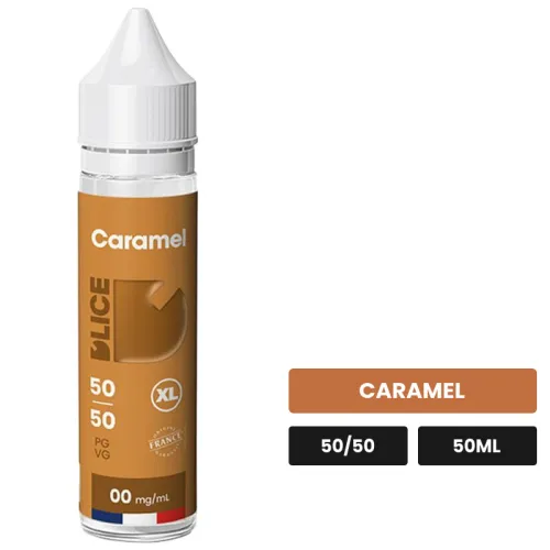 E-liquide Caramel Fondant de D'Lice, 50 ml, saveur caramel.