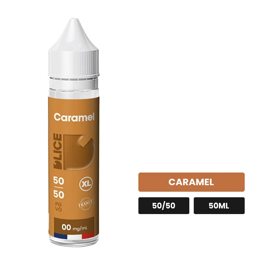 E-liquide Caramel Fondant de D'Lice, 50 ml, saveur caramel.