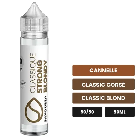 E-liquide Classic - Strong Blondy de Savourea, 50 ml, saveurs cannelle, classic corsé et classic blond.