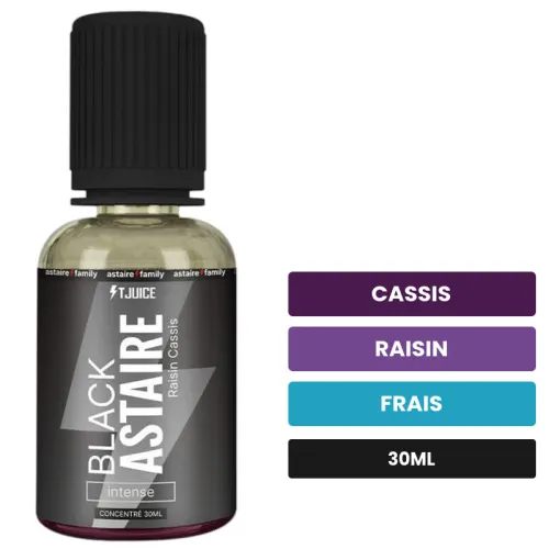 Arome concentre Black Astaire de T-Juice, 30 ml, saveurs cassis, raisin et frais.