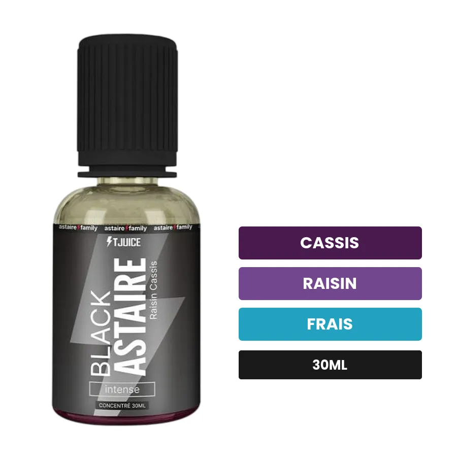 Arome concentre Black Astaire de T-Juice, 30 ml, saveurs cassis, raisin et frais.