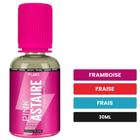 Arome concentre Pink Astaire de T-Juice, 30 ml, saveurs framboise, fraise et frais.