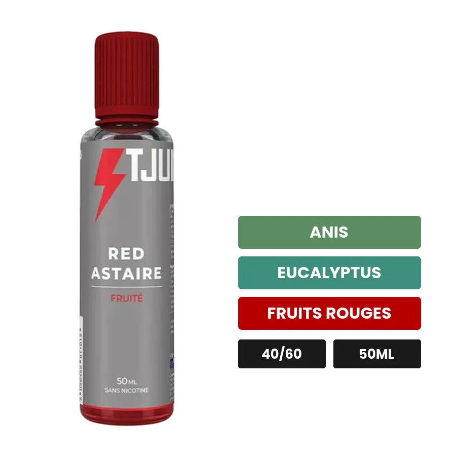 E-liquide Red Astaire - Tjuice de T-Juice, 50 ml, saveurs anis, eucalyptus et fruits rouges.