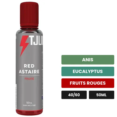 E-liquide Red Astaire de T-Juice, 50 ml, saveurs anis, eucalyptus et fruits rouges.