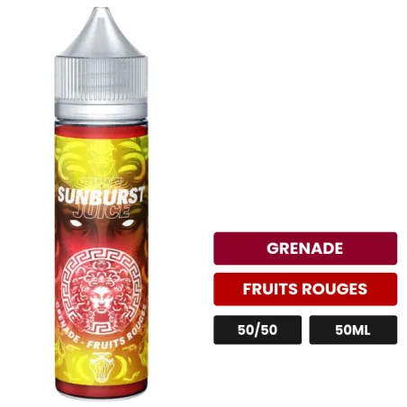 E-liquide Sunburst de The MDS Juice, 50 ml, saveurs grenade et fruits rouges.