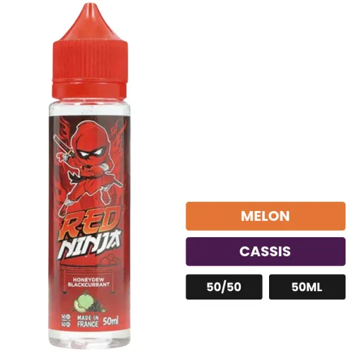 E-liquide Red Ninja, 50 ml, saveurs melon et cassis.