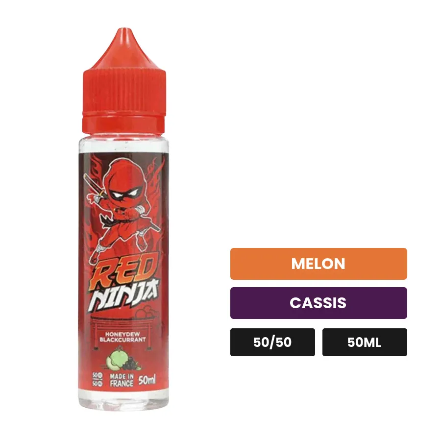 E-liquide Red Ninja, 50 ml, saveurs melon et cassis.