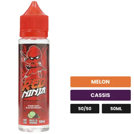 E-liquide Red Ninja, 50 ml, saveurs melon et cassis.