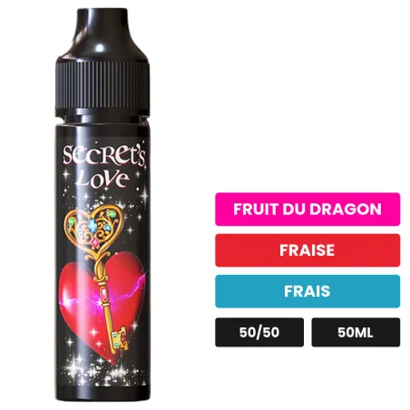 E-liquide Secret'S Love de Secret's Lab, 50 ml, saveurs fruit du dragon, fraise et frais.