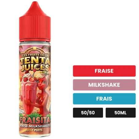 E-liquide Fraisita, 50 ml, saveurs fraise, milkshake et frais.