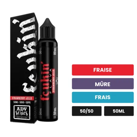 E-liquide Strawberry Jello de Fcukin'Flava, 50 ml, saveurs fraise, mûre et frais.