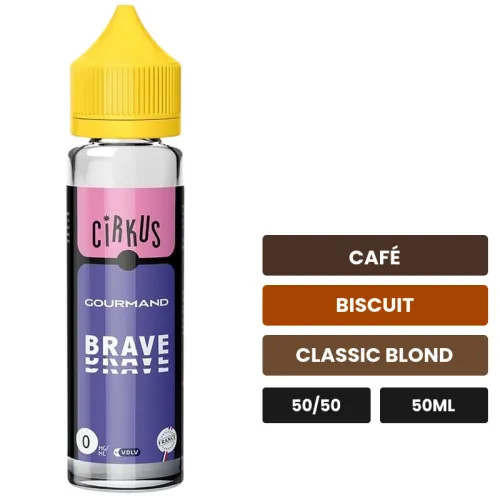 E-liquide Brave Classic Wanted de Wanted Juice, 50 ml, saveurs café, biscuit et classic blond.