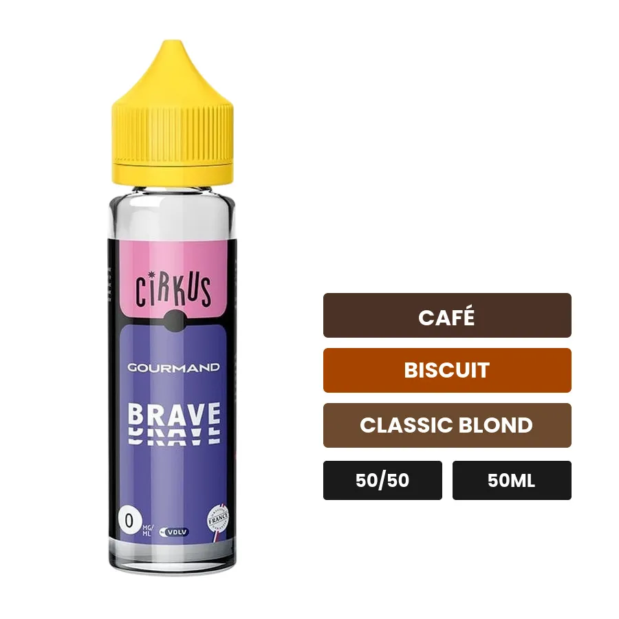 E-liquide Brave Classic Wanted de Wanted Juice, 50 ml, saveurs café, biscuit et classic blond.
