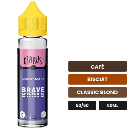 E-liquide Brave Classic Wanted de Wanted Juice, 50 ml, saveurs café, biscuit et classic blond.