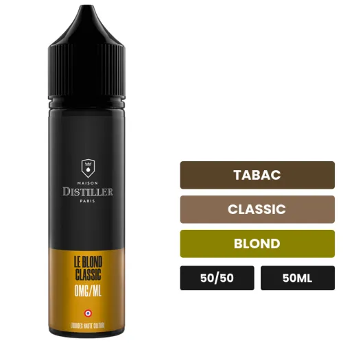 E-liquide Le Blond Classic de Maison Distiller, 50 ml, saveurs tabac, classic et blond.