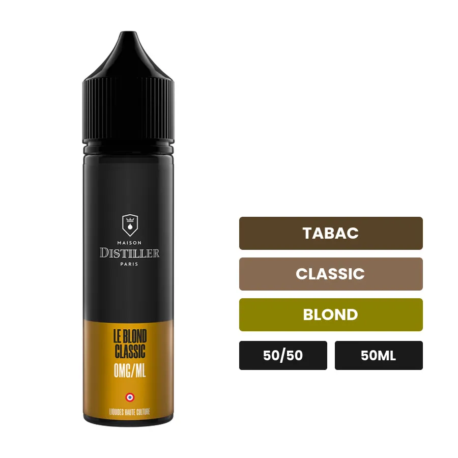E-liquide Le Blond Classic de Maison Distiller, 50 ml, saveurs tabac, classic et blond.