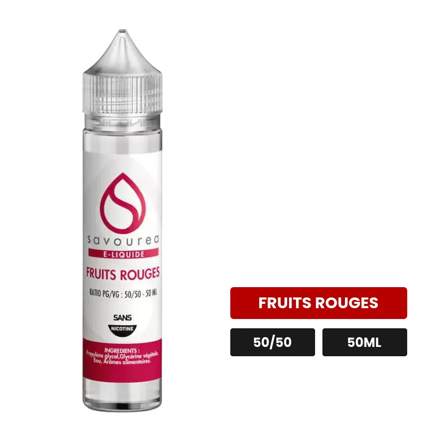 E-liquide Classic - Fruits Rouges de Savourea, 50 ml, saveur fruits rouges.