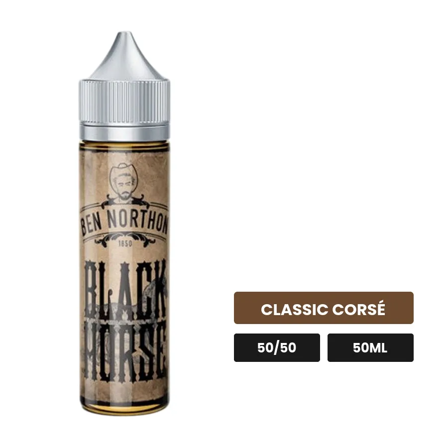 E-liquide Black Horse de Ben Northon, 50 ml, saveur classic corsé.