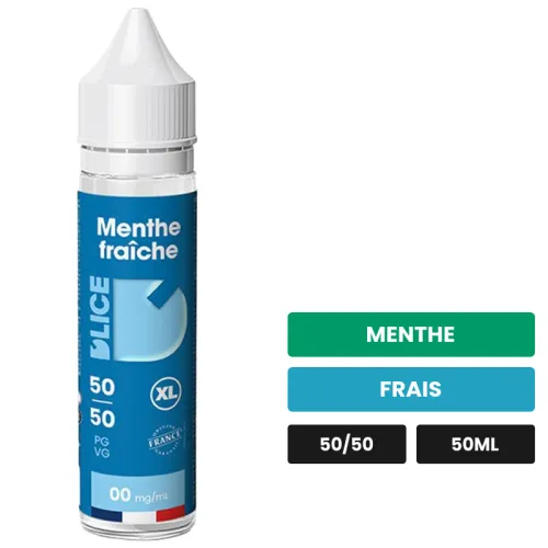 E-liquide Menthe Fraîche de D'Lice, 50 ml, saveurs menthe et frais.