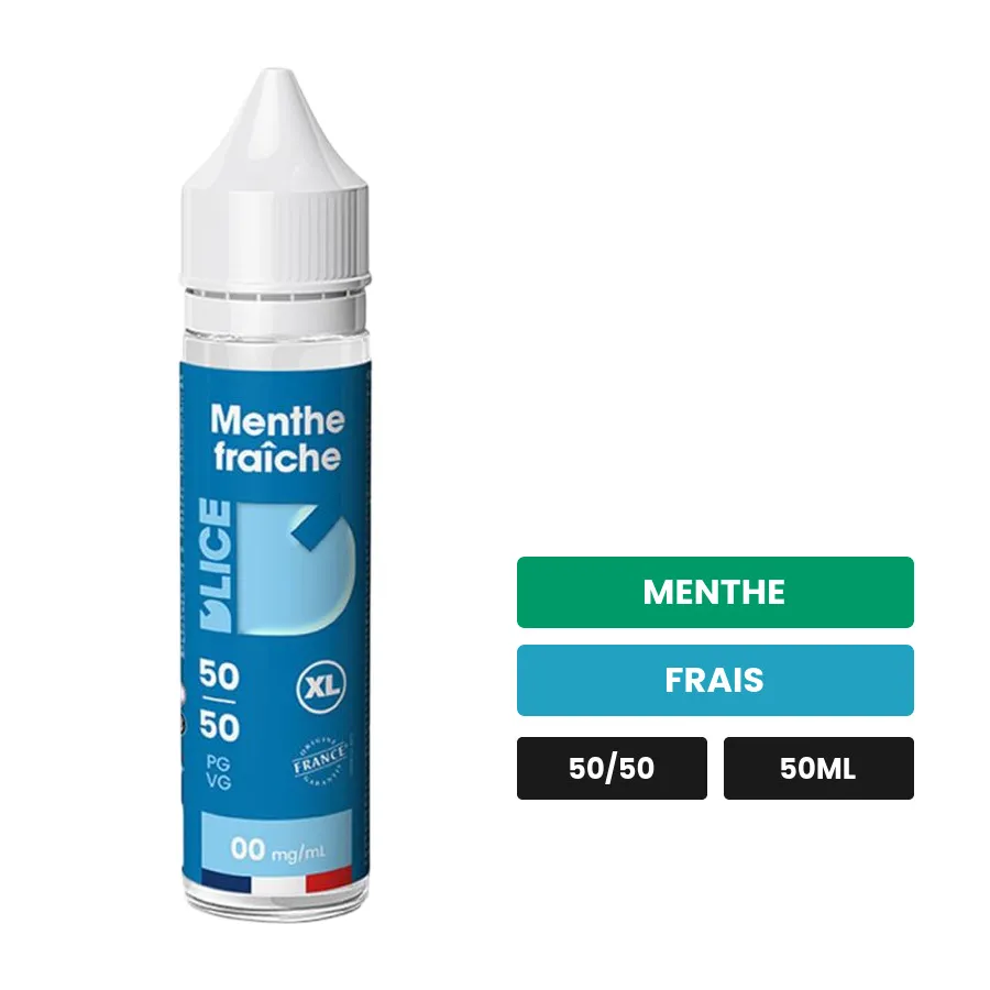 E-liquide Menthe Fraîche de D'Lice, 50 ml, saveurs menthe et frais.