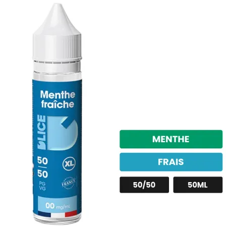 E-liquide Menthe Fraîche de D'Lice, 50 ml, saveurs menthe et frais.