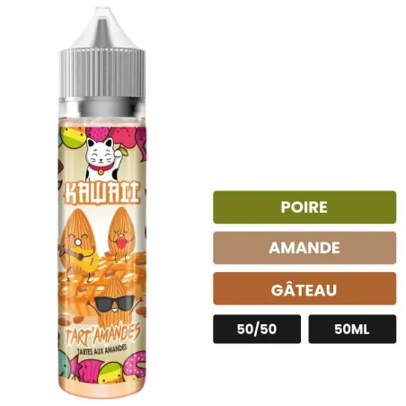 E-liquide Tart'Amandes de Kawaii, 50 ml, saveurs poire, amande et gâteau.