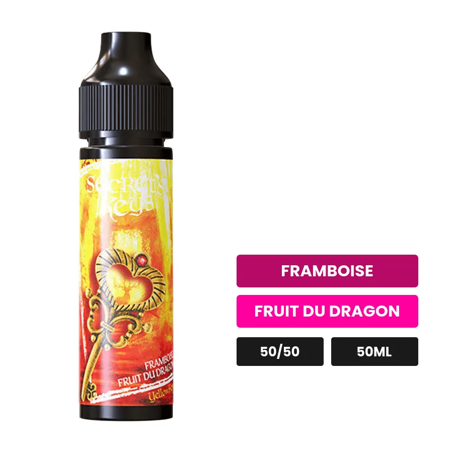 E-liquide Yellow Key de Secret's Lab, 50 ml, saveurs framboise et fruit du dragon.