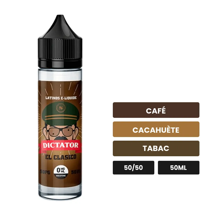 E-liquide El Classico de Savourea, 50 ml, saveurs café, cacahuète et tabac.