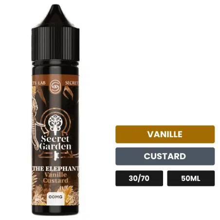 E-liquide The Elephant de Secret's Lab, 50 ml, saveurs vanille et custard.