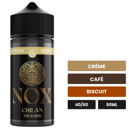 E-liquide Chilàn de Secret's Lab, 50 ml, saveurs crème, café et biscuit.