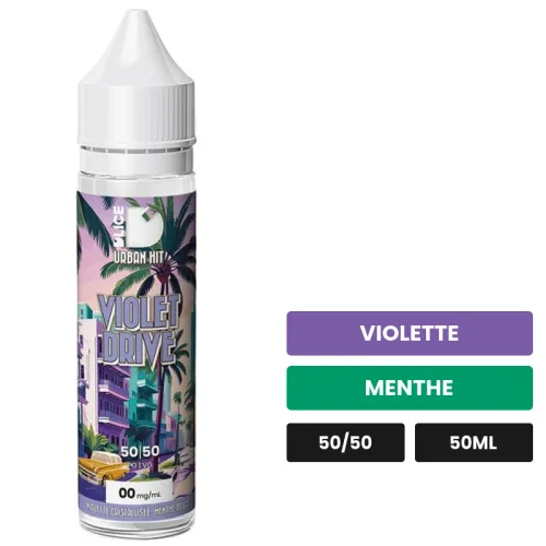 E-liquide Violet Drive de D'Lice, 50 ml, saveurs violette et menthe.