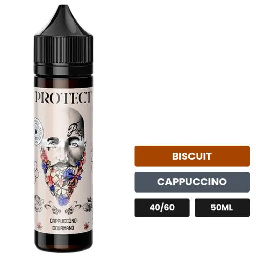 E-liquide Cappuccino Gourmand de Protect, 50 ml, saveurs biscuit et cappuccino.