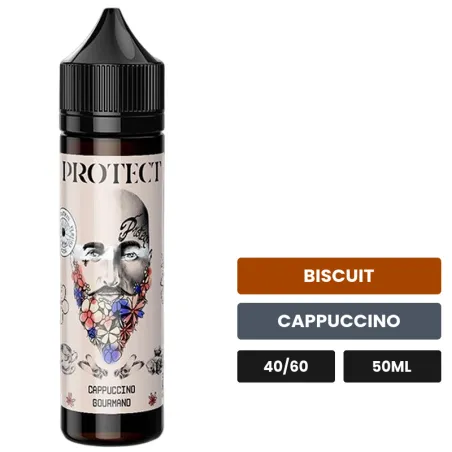 E-liquide Cappuccino Gourmand de Protect, 50 ml, saveurs biscuit et cappuccino.