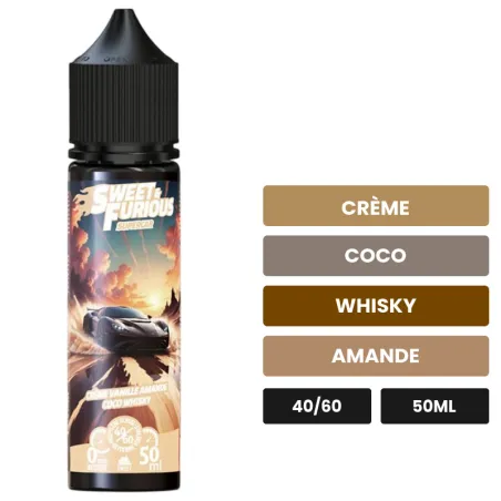 E-liquide Super Car de Vape Maker, 50 ml, saveurs crème, coco, whisky et 1 autre.
