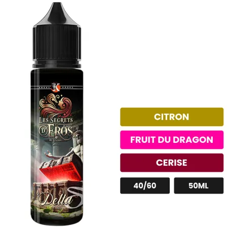 E-liquide Delta de Knoks, 50 ml, saveurs citron, fruit du dragon et cerise.