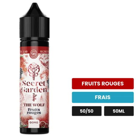 E-liquide The Wolf de Secret's Lab, 50 ml, saveurs fruits rouges et frais.