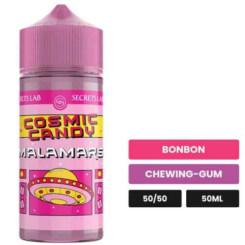 E-liquide Malamars Cosmic Candy de Secret's Lab, 50 ml, saveurs bonbon et chewing-gum.