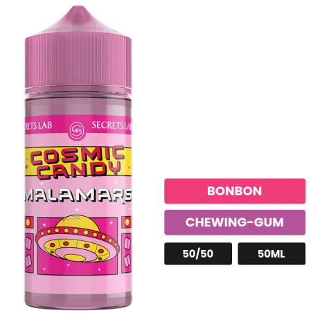E-liquide Malamars Cosmic Candy de Secret's Lab, 50 ml, saveurs bonbon et chewing-gum.
