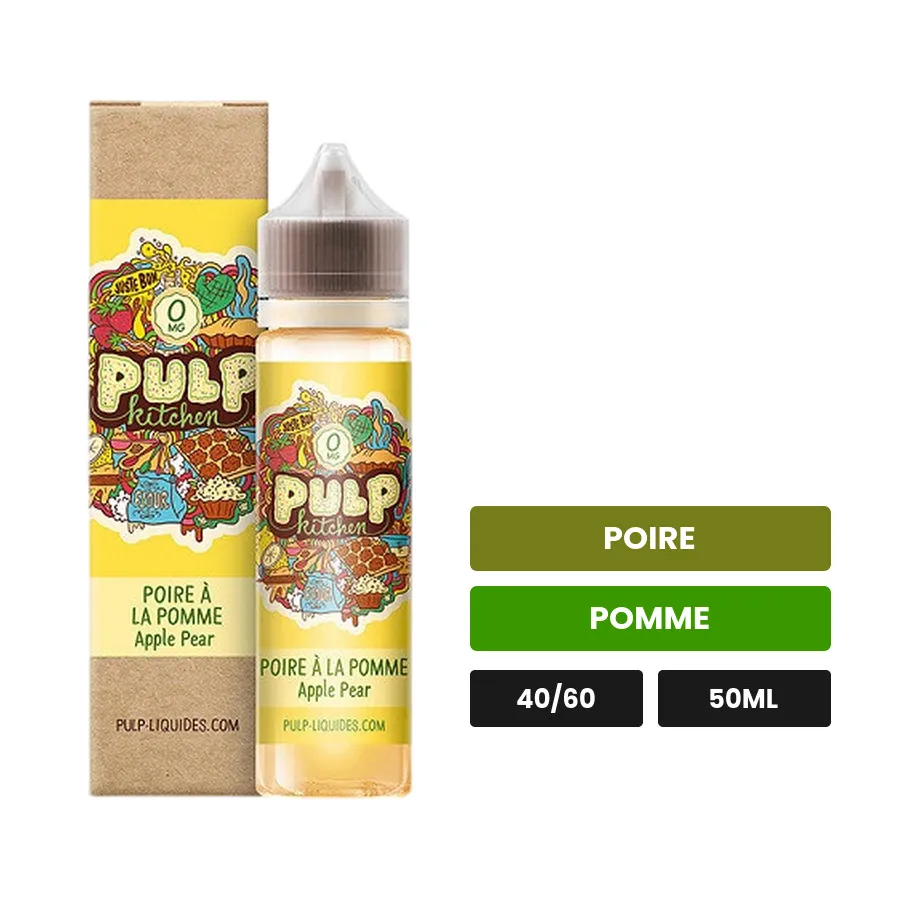 E-liquide Poire À La Pomme de Pulp, 50 ml, saveurs poire et pomme.