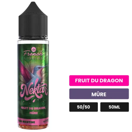 E-liquide Fruit Du Dragon Mûre de Le French Liquide, 50 ml, saveurs fruit du dragon et mûre.