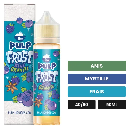 E-liquide Blue Granite Super Frost de Pulp, 50 ml, saveurs anis, myrtille et frais.