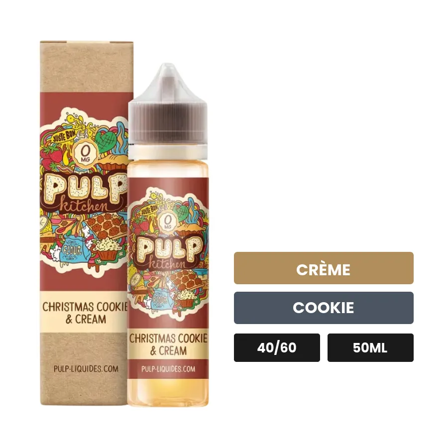 E-liquide Christmas Cookie And Cream de Pulp, 50 ml, saveurs crème et cookie.