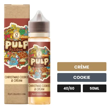 E-liquide Christmas Cookie And Cream de Pulp, 50 ml, saveurs crème et cookie.