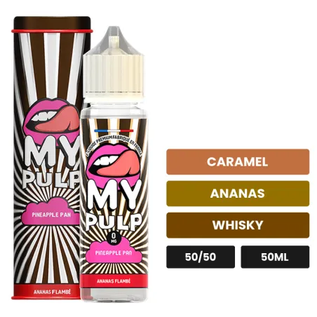 E-liquide Pineapple Plan de Pulp, 50 ml, saveurs caramel, ananas et whisky.