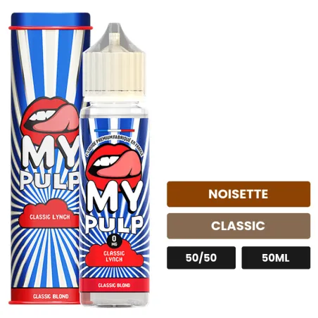 E-liquide Classic Lynch de Pulp, 50 ml, saveurs noisette et classic.