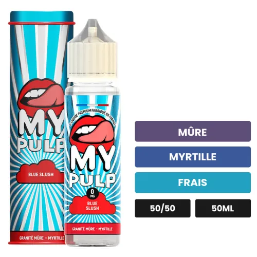 E-liquide Blue Slush de Pulp, 50 ml, saveurs mûre, myrtille et frais.