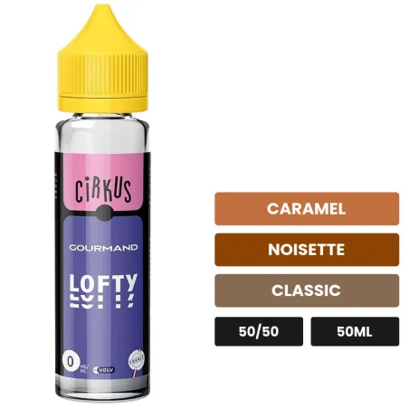 E-liquide Lofty Classic Wanted de Wanted Juice, 50 ml, saveurs caramel, noisette et classic, sans nicotine — prêt à booster.