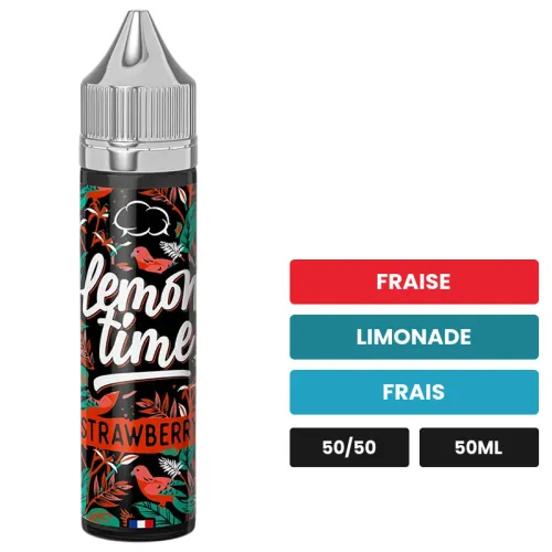 E-liquide Strawberry d'Eliquid France, 50 ml, saveurs fraise, limonade et frais, sans nicotine — prêt à booster de nicotine.